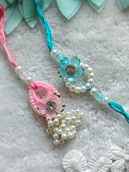 Pearl Bloom Rakhi Lumba Set