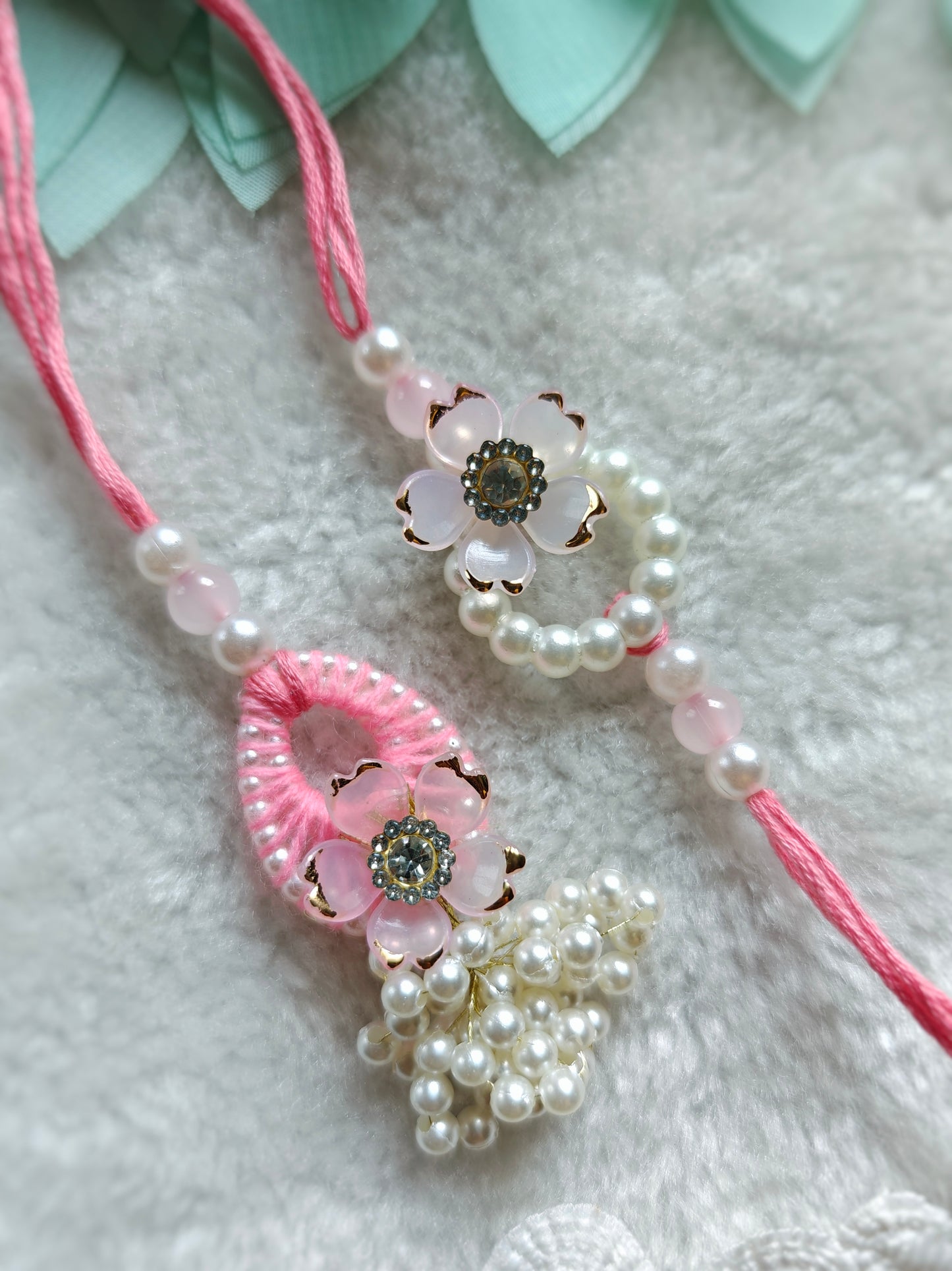 Pearl Bloom Rakhi Lumba Set