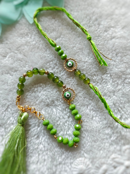 Evil Eye Couple Rakhi & Bracelet Set