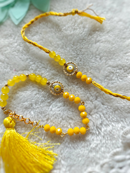 Evil Eye Couple Rakhi & Bracelet Set