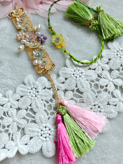 Pastel Blossom Bhaiya Bhabhi Rakhi Set