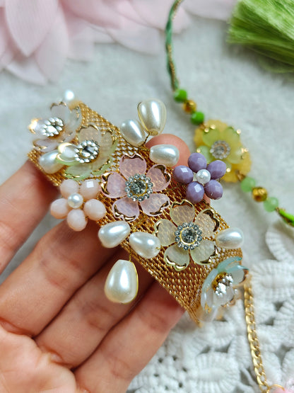 Pastel Blossom Bhaiya Bhabhi Rakhi Set