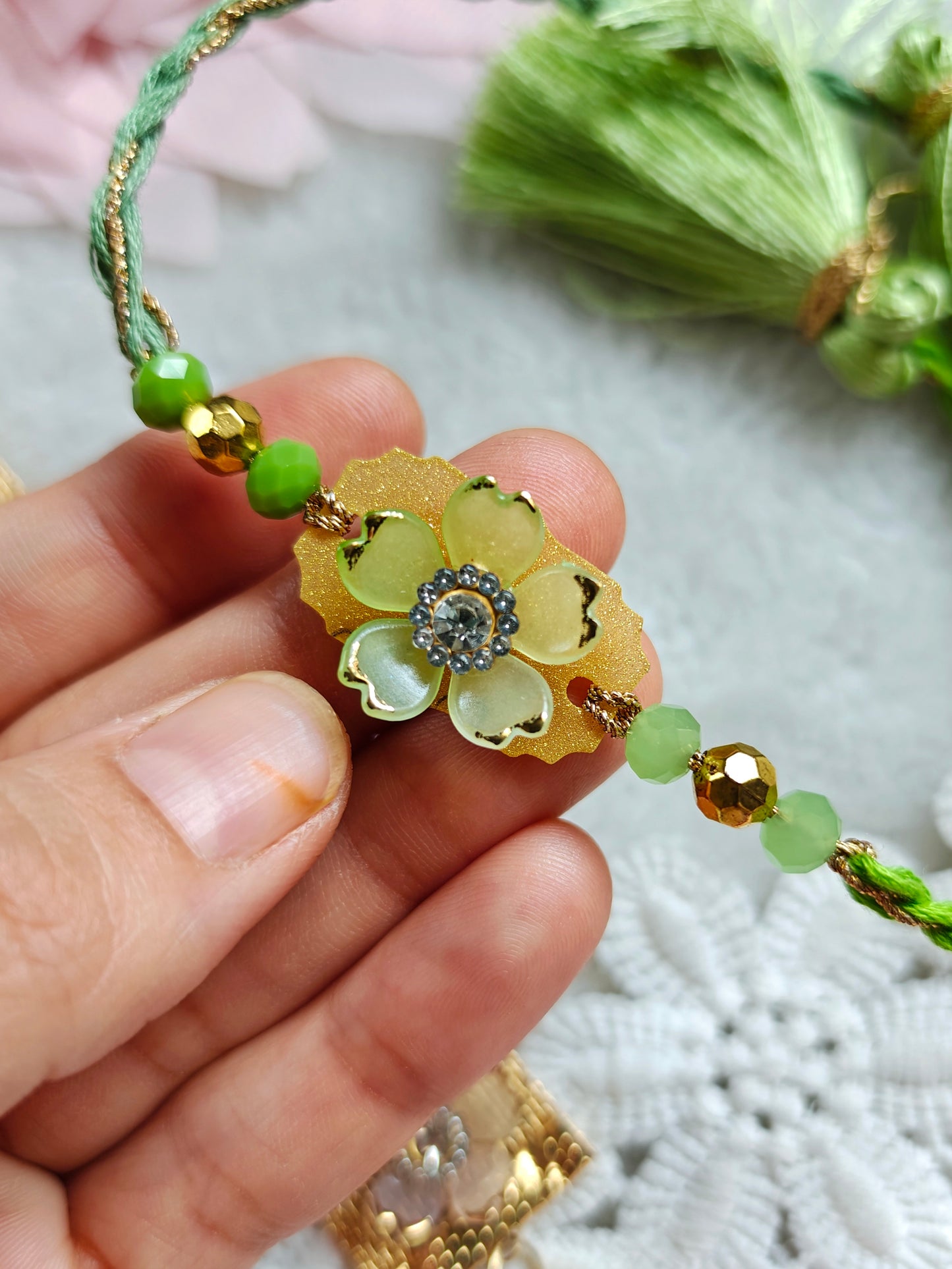 Pastel Blossom Bhaiya Bhabhi Rakhi Set