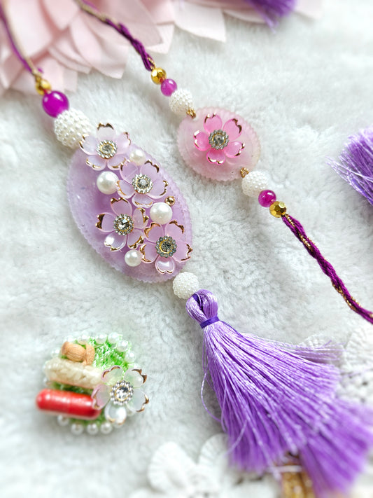 Cluster of Flowers Rakhi Lumba Set