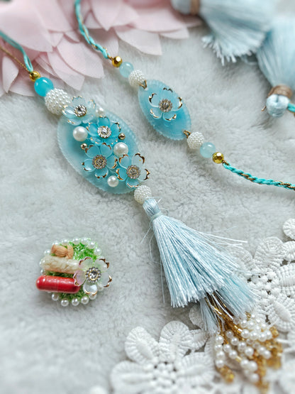 Cluster of Flowers Rakhi Lumba Set
