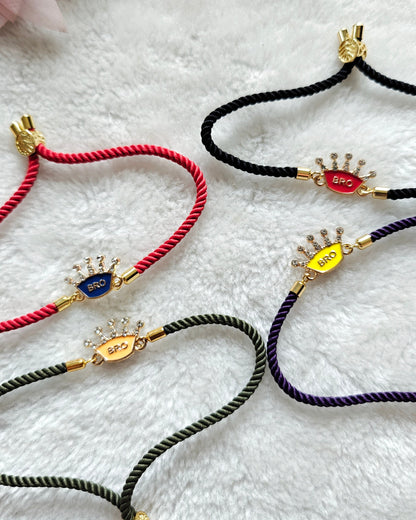 bro crown rakhi for brother yellow designer rakhi black thread trendy rakhi 2026