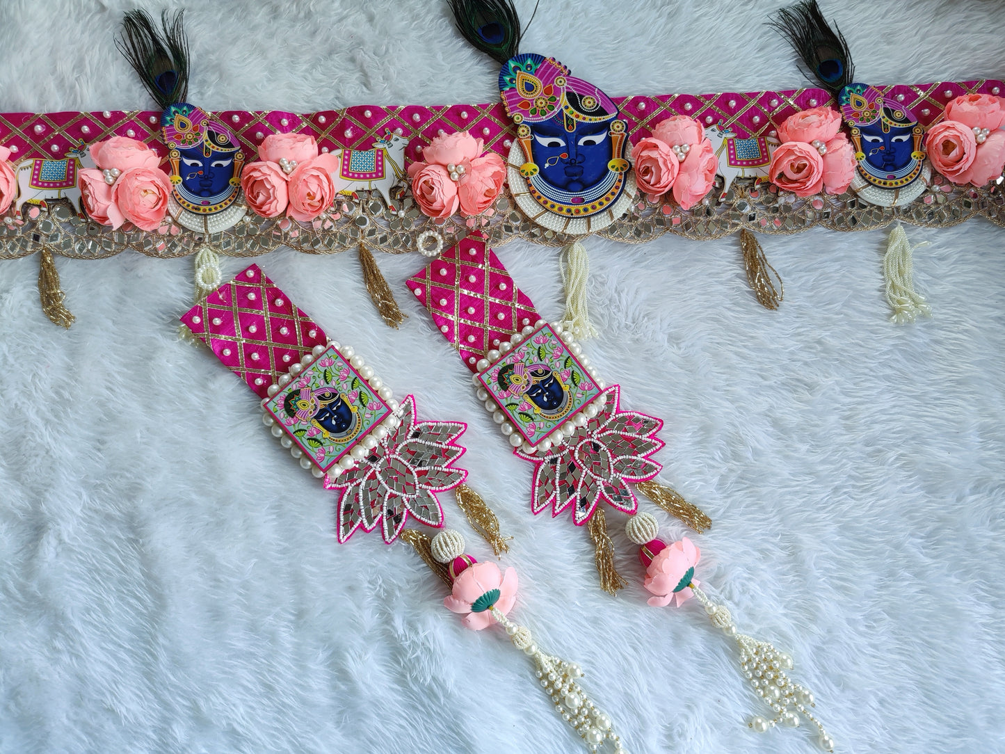 Shreenathji Floral Toran with Side Hangings