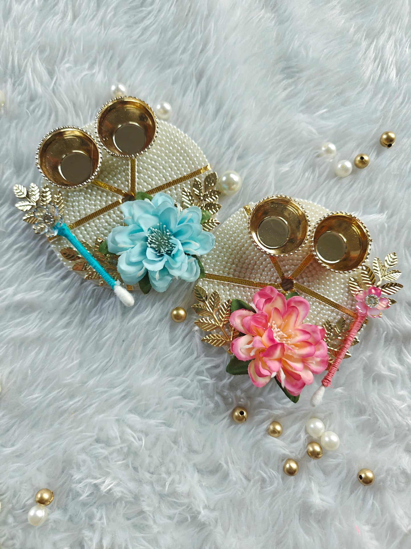 Floral Pearl Tilak Plate