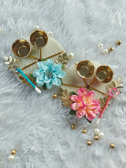Floral Pearl Tilak Plate