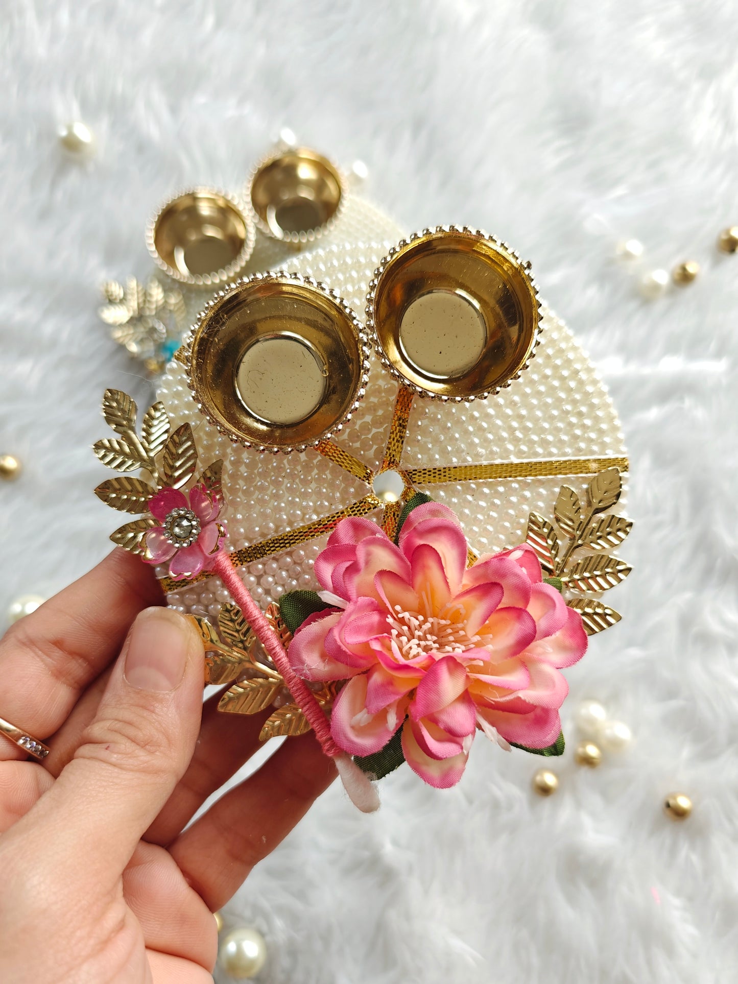 Floral Pearl Tilak Plate