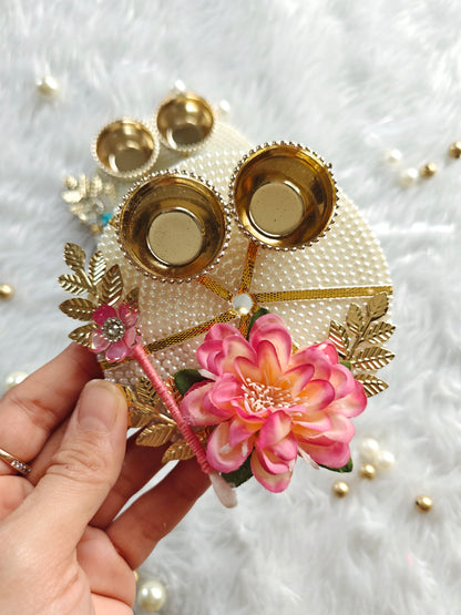 Floral Pearl Tilak Plate