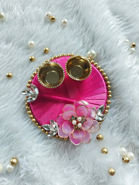 Floral and Crystal Tilak Plate