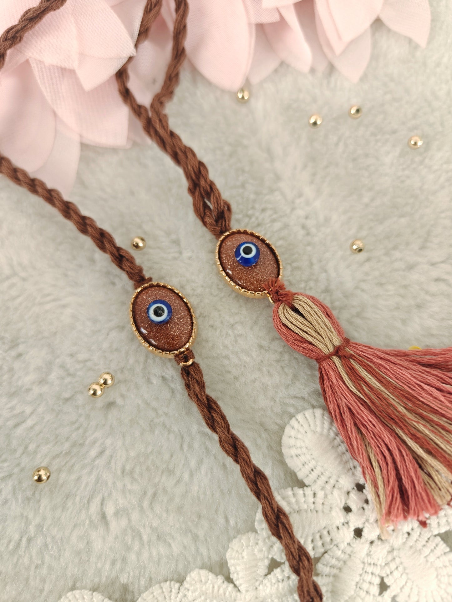 Evil Eye Oval Rakhi Lumba Set
