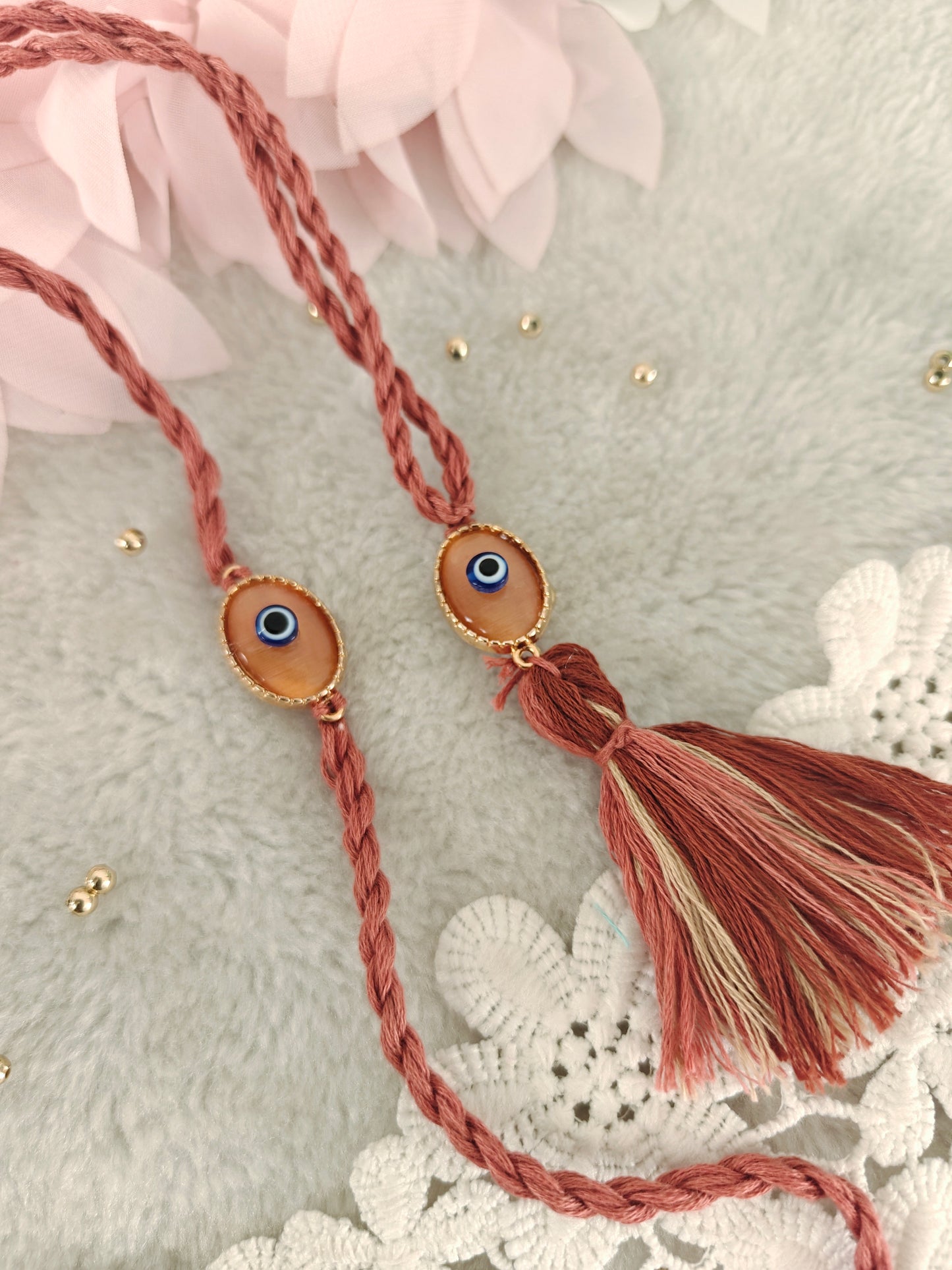 Evil Eye Oval Rakhi Lumba Set