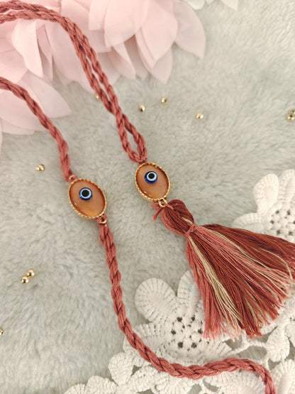 Evil Eye Oval Rakhi Lumba Set