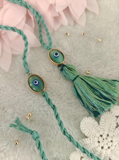 Evil Eye Oval Rakhi Lumba Set