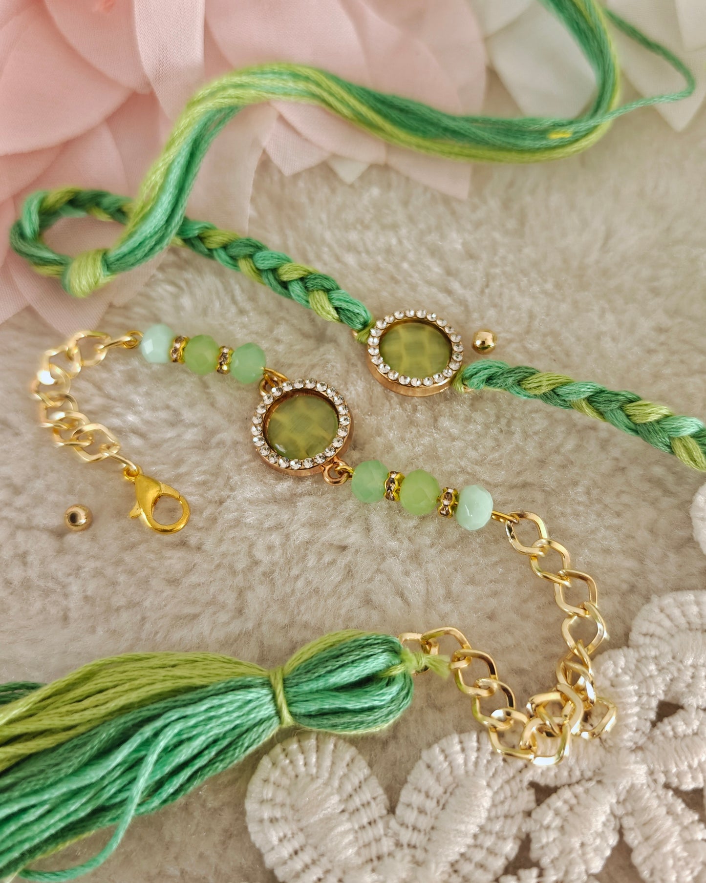 Celeste Stone Rakhi Bracelet Couple Set
