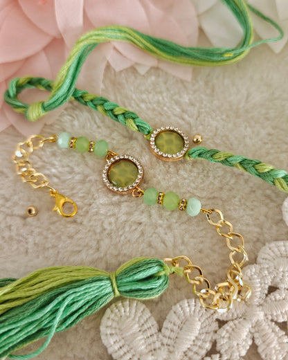 Celeste Stone Rakhi Bracelet Couple Set
