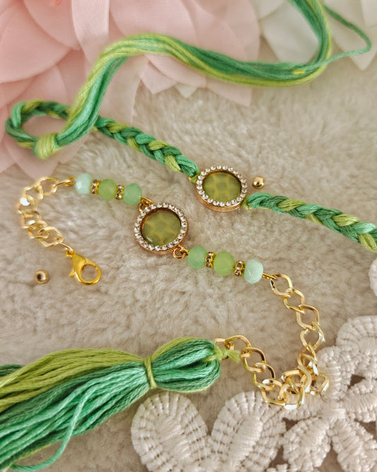Celeste Stone Rakhi Bracelet Couple Set