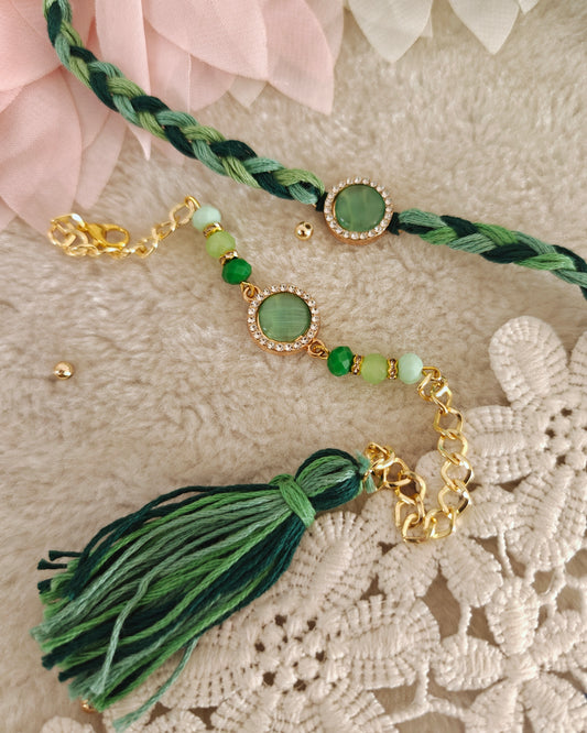 Celeste Stone Rakhi Bracelet Couple Set