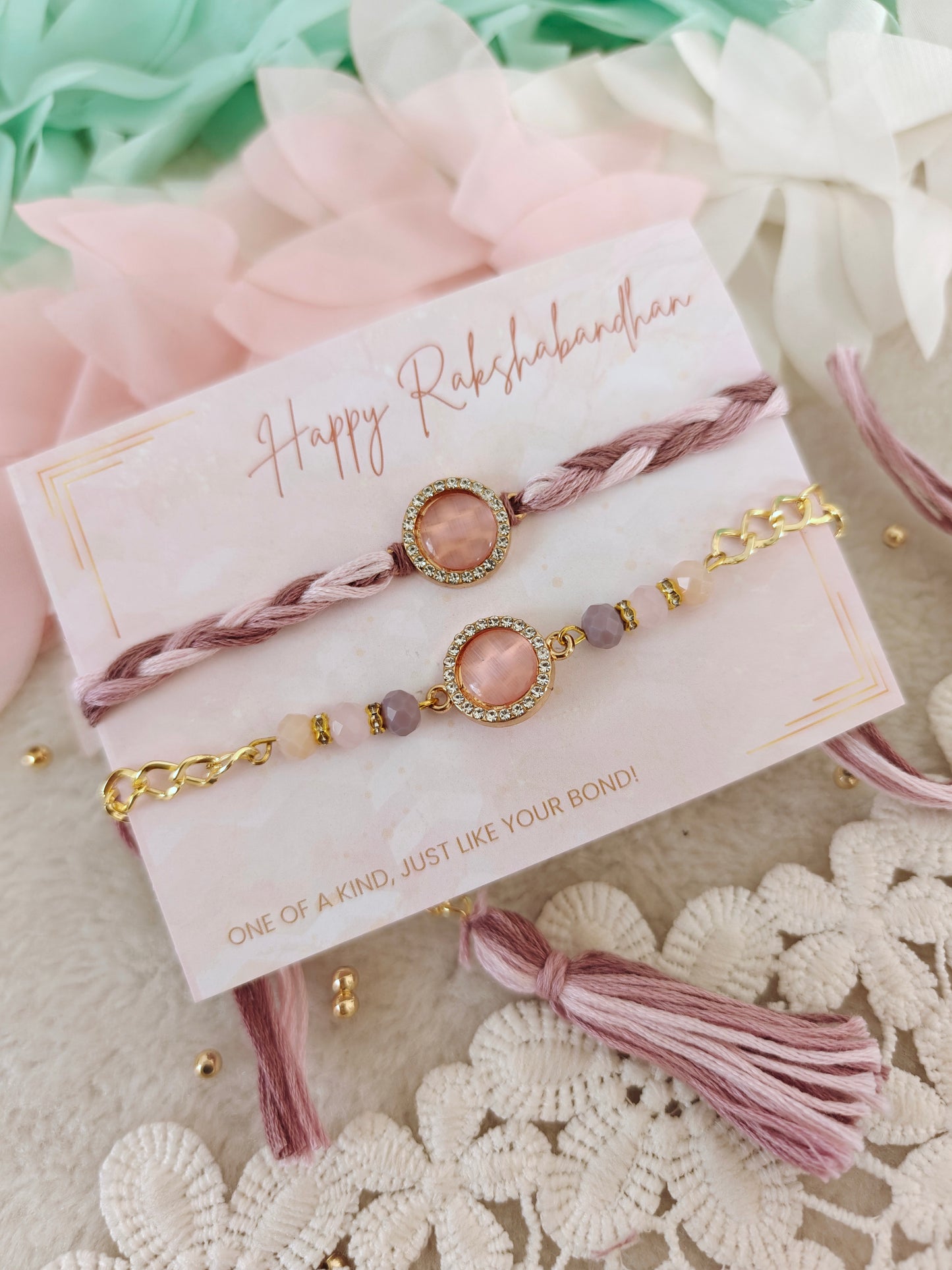 Celeste Stone Rakhi Bracelet Couple Set