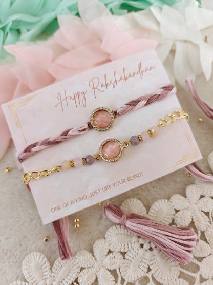 Celeste Stone Rakhi Bracelet Couple Set