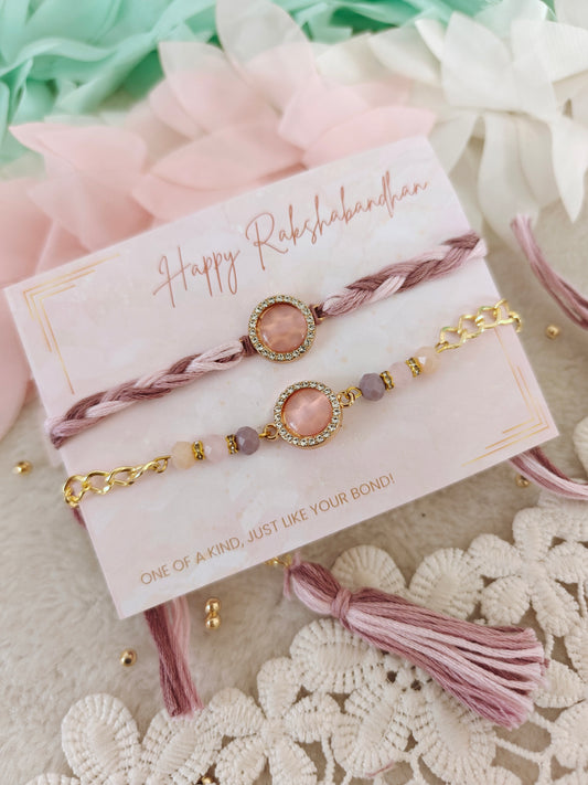 Celeste Stone Rakhi Bracelet Couple Set