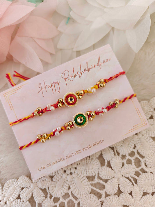 Minimal Kundan Rakhi Set of 2