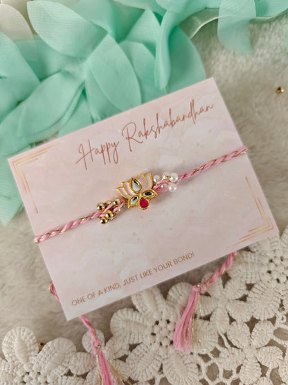 Lotus Kundan Rakhi