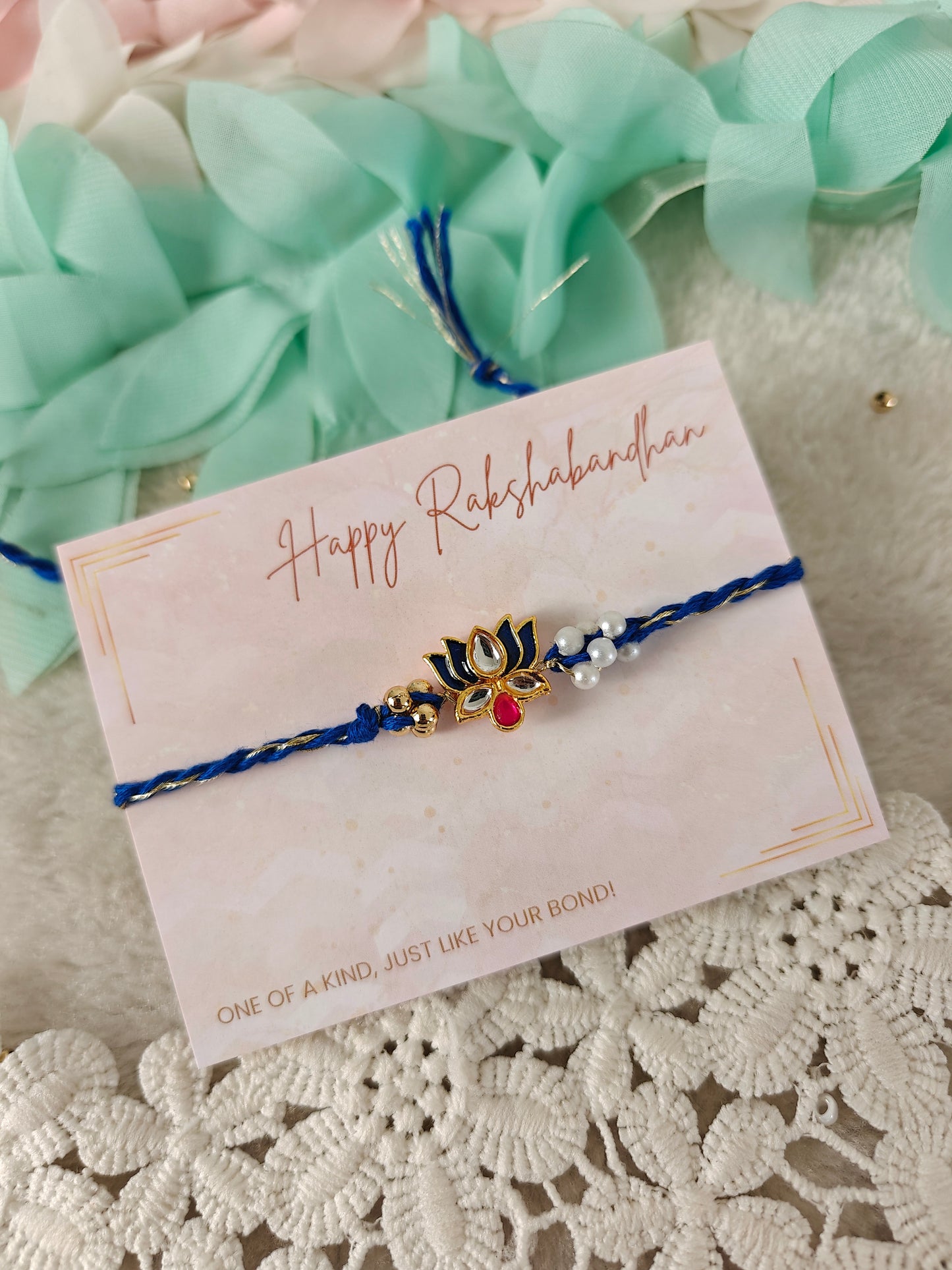 Lotus Kundan Rakhi
