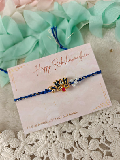 Lotus Kundan Rakhi
