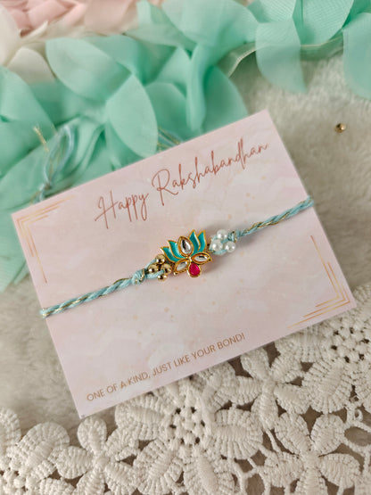 Lotus Kundan Rakhi