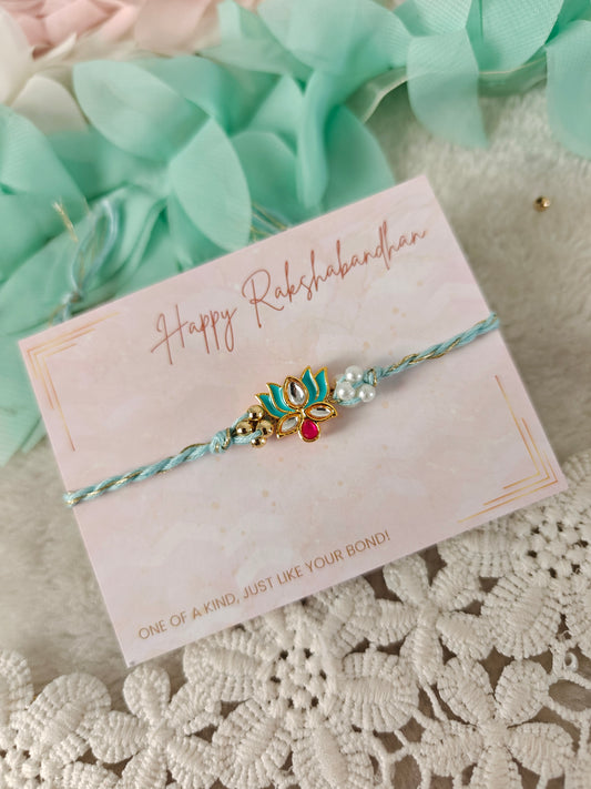Lotus Kundan Rakhi