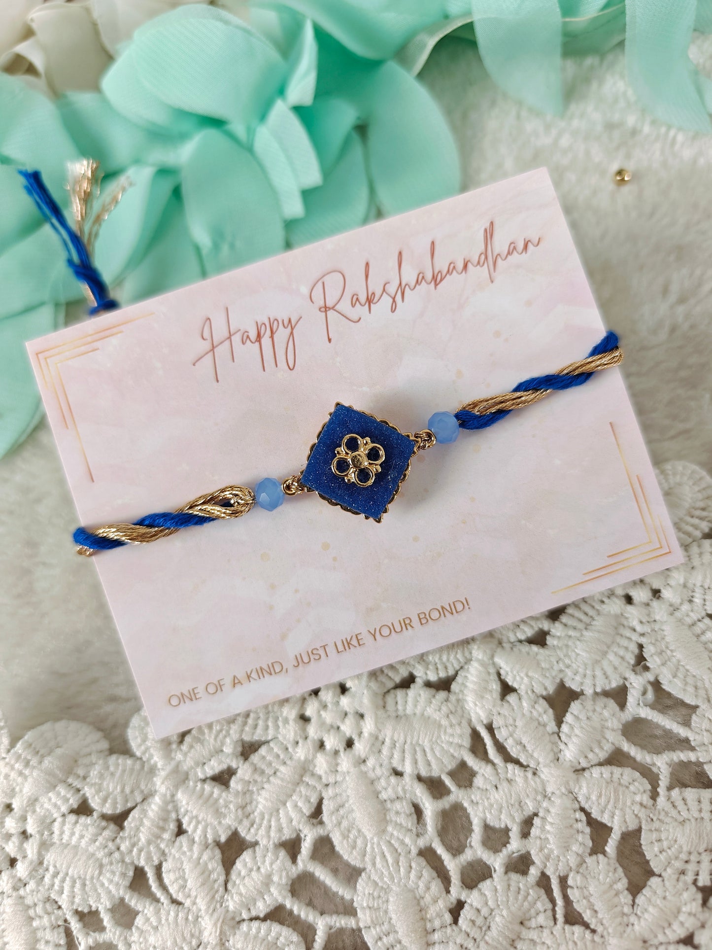 Petal Square Stone Rakhi