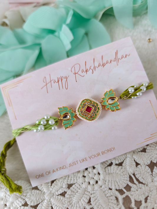 Royal Lotus Kundan Rakhi