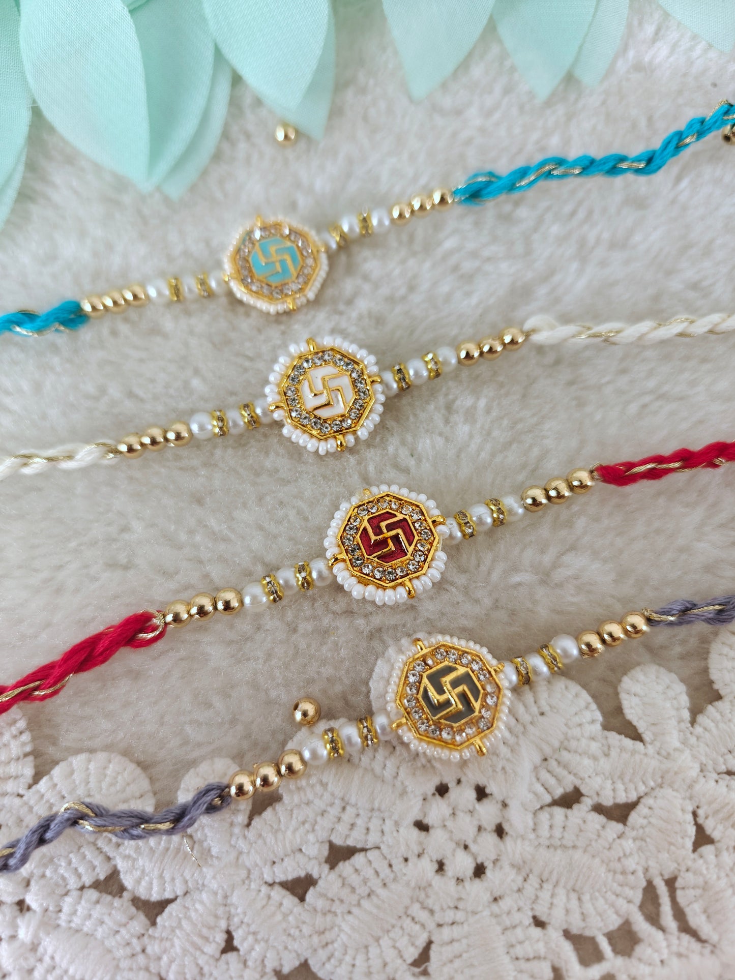 Auspicious Swastik Kundan Rakhi