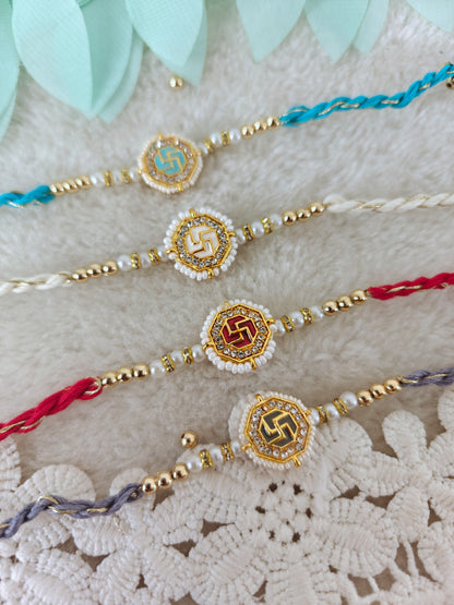 Auspicious Swastik Kundan Rakhi