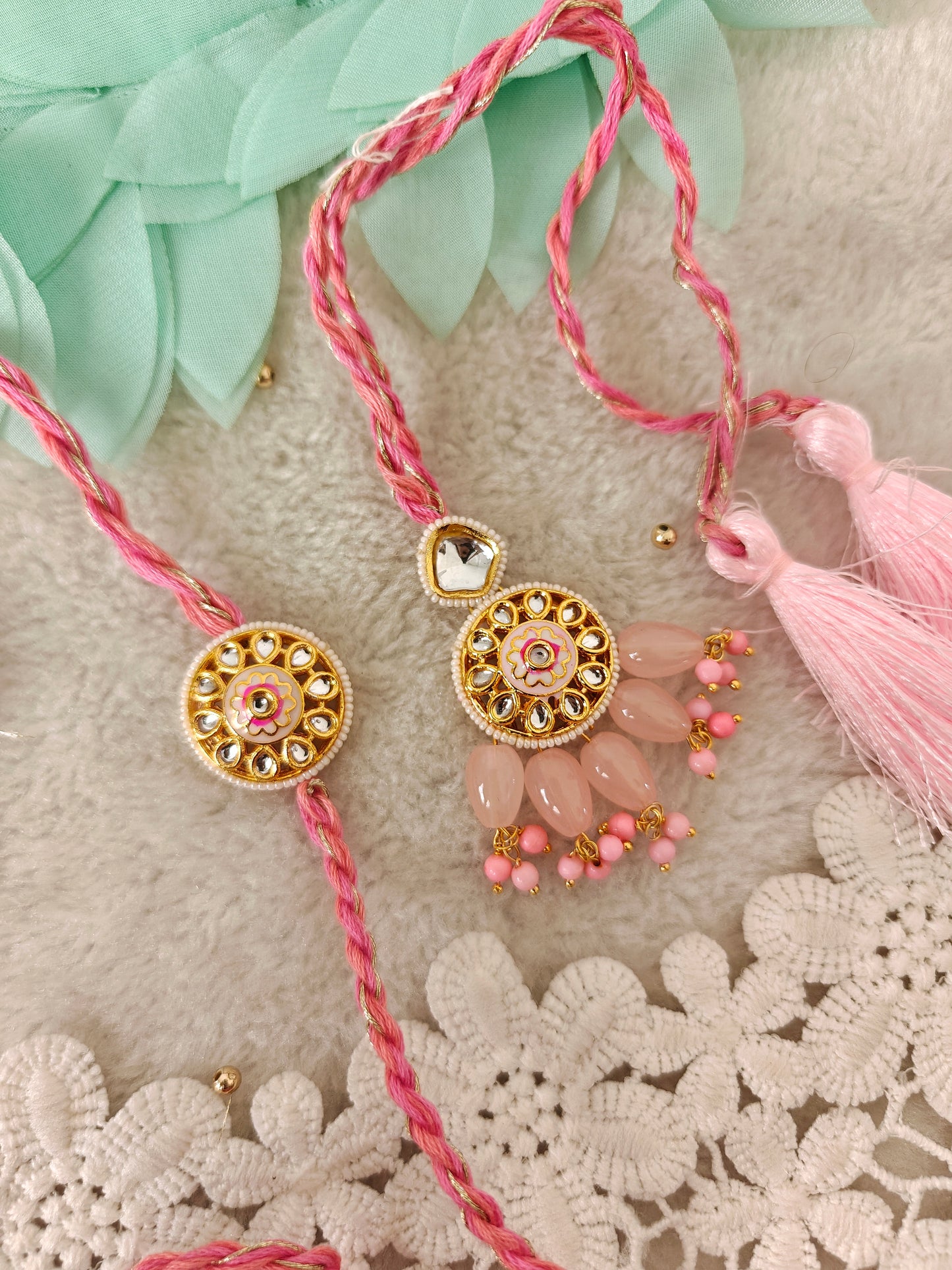 Floral Halo Rakhi Lumba Set
