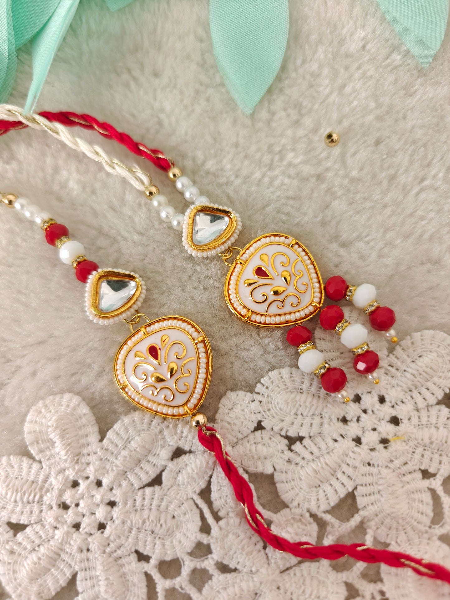 Paisley Kundan Rakhi Lumba Set