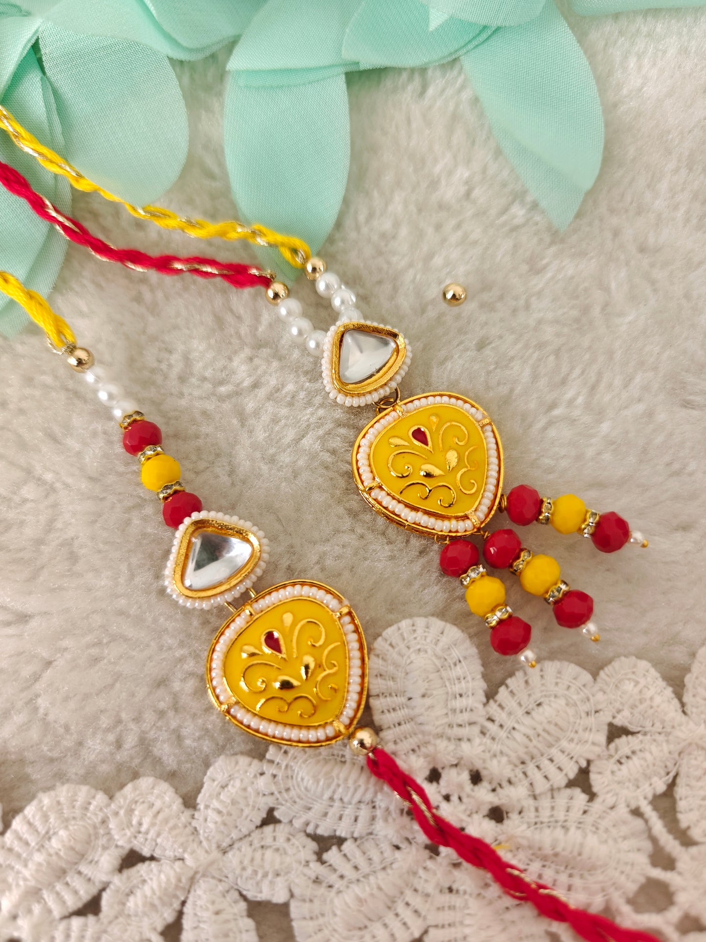 Paisley Kundan Rakhi Lumba Set