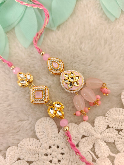 Kundan Charm Rakhi Lumba Set