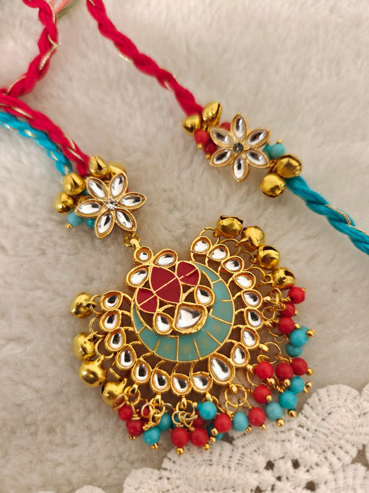 Royal Kundan Motif Rakhi Lumba Set