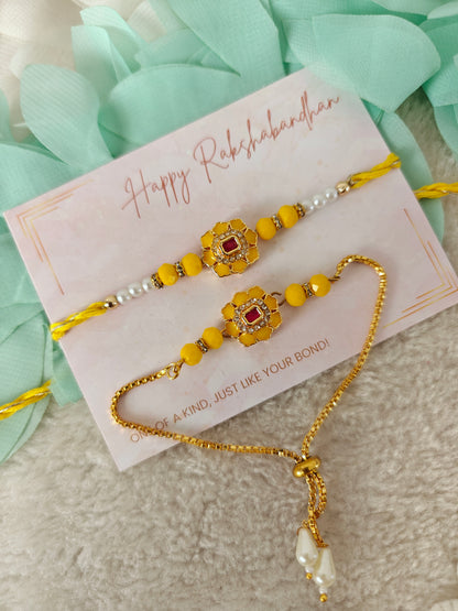 Regal Bloom Rakhi Bracelet Set