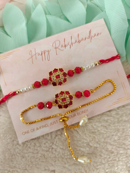 Regal Bloom Rakhi Bracelet Set