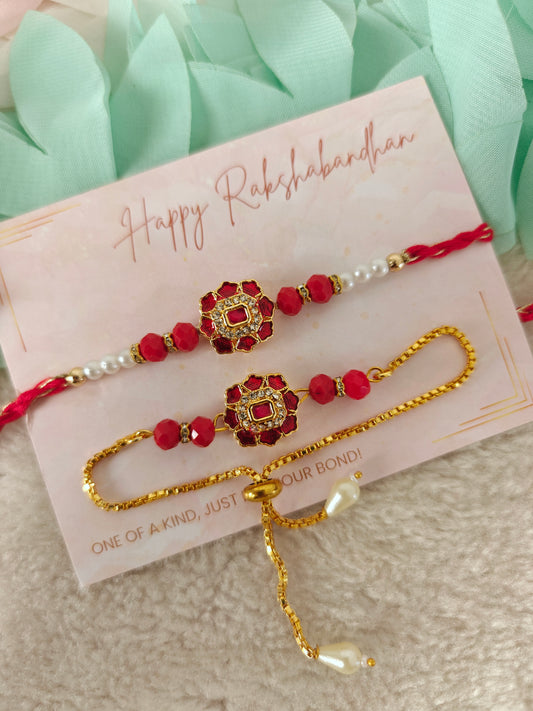 Regal Bloom Rakhi Bracelet Set