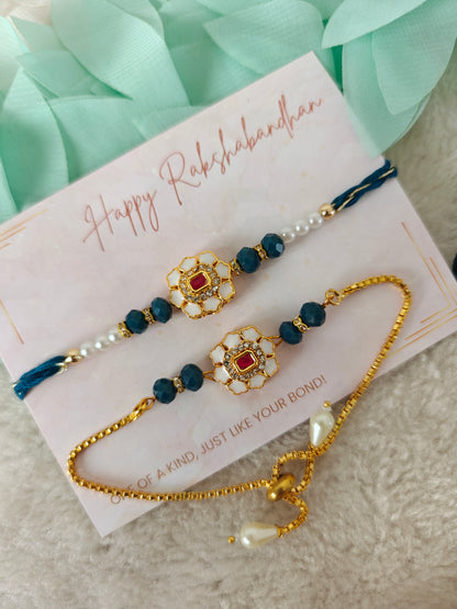 Regal Bloom Rakhi Bracelet Set