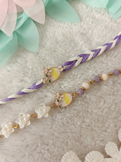 Pastel Butterfly Rakhi and Bracelet Set