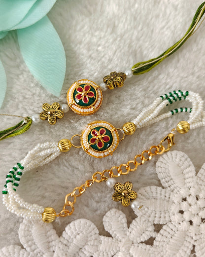 Floral Heritage Rakhi Bracelet Set