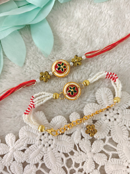 Floral Heritage Rakhi Bracelet Set