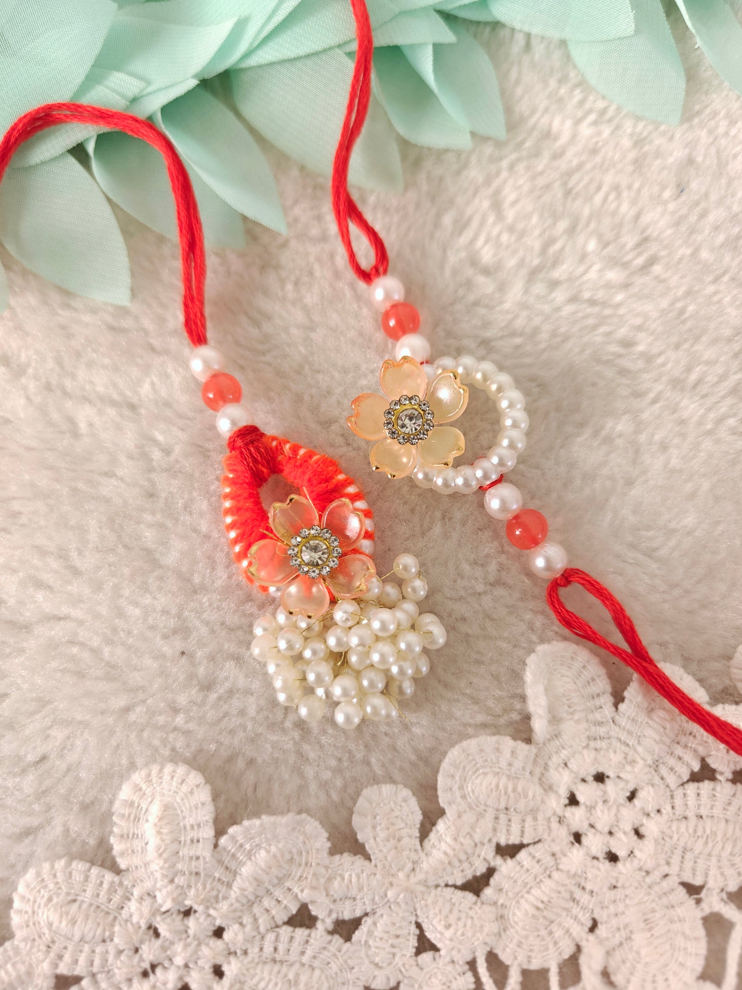 Pearl Bloom Rakhi Lumba Set